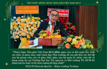 Thư chúc mừng Ngày Nhà giáo Việt Nam 20/11 của Hiệu trưởng Trường ĐH Tài nguyên và Môi trường TP. HCM