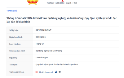 Thông tư số 34/VBHN-BNNMT của Bộ Nông nghiệp và Môi trường: Quy định kỹ thuật về đo đạc lập bản đồ địa chính