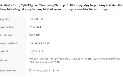 Phê duyệt Quy hoạch tổng thể khai thác, sử dụng bền vững tài nguyên vùng bờ thời kỳ 2021 - 2030, tầm nhìn đến năm 2050