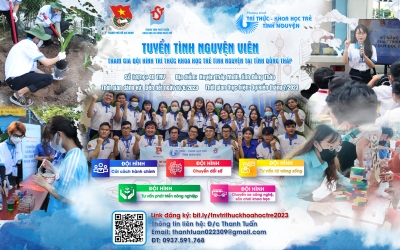 THÔNG BÁO VỀ VIỆC TUYỂN TÌNH NGUYỆN VIÊN THAM GIA ĐỘI HÌNH TRÍ THỨC KHOA HỌC TRẺ TÌNH NGUYỆN TẠI TỈNH ĐỒNG THÁP NĂM 2023