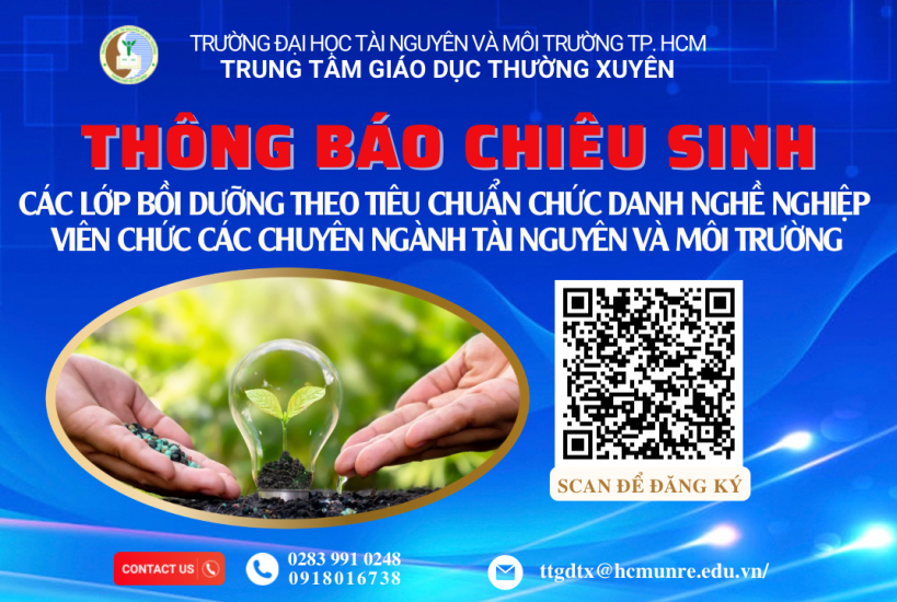 T12 Thông báo chiêu sinh lớp Bồi dưỡng theo tiêu chuẩn chức danh nghề nghiệp viên chức các chuyên ngành tài nguyên và môi trường